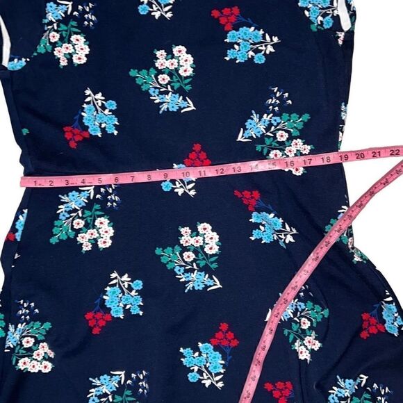 Draper James Floral Ponte A-Line Dress Navy Blue Spring Bouquet Cap Sleeve 1X - Picture 8 of 10